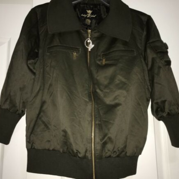 NEW BABY PHAT CROP cargo Army Bomber Jacket 1X 14 16  PLUS SIZE Y2K 00's - Picture 4 of 14